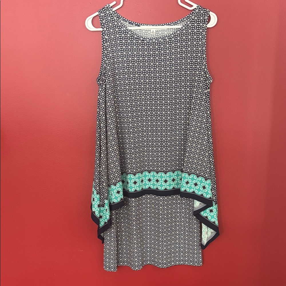 Max Studio Navy and White Geometric Dress